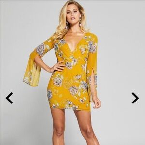 Marciano Sweet Surrender Floral Yellow Mini Dress
